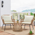 3 Pieces L-Shaped Wicker Sectional Set with Cushions and Glass Table J184
