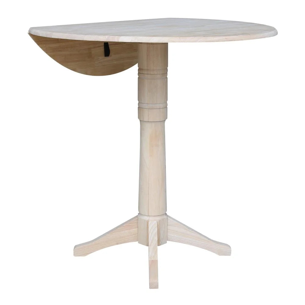 42" Round Solid Wood Dual Drop Leaf Pedestal Table I27949