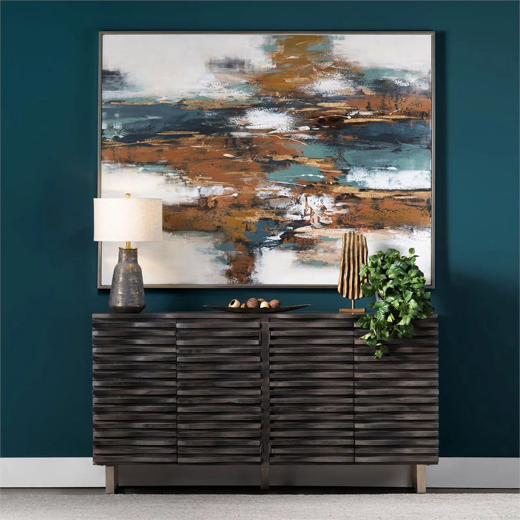 Mango Wood 4 Door Grey Sideboard W1501