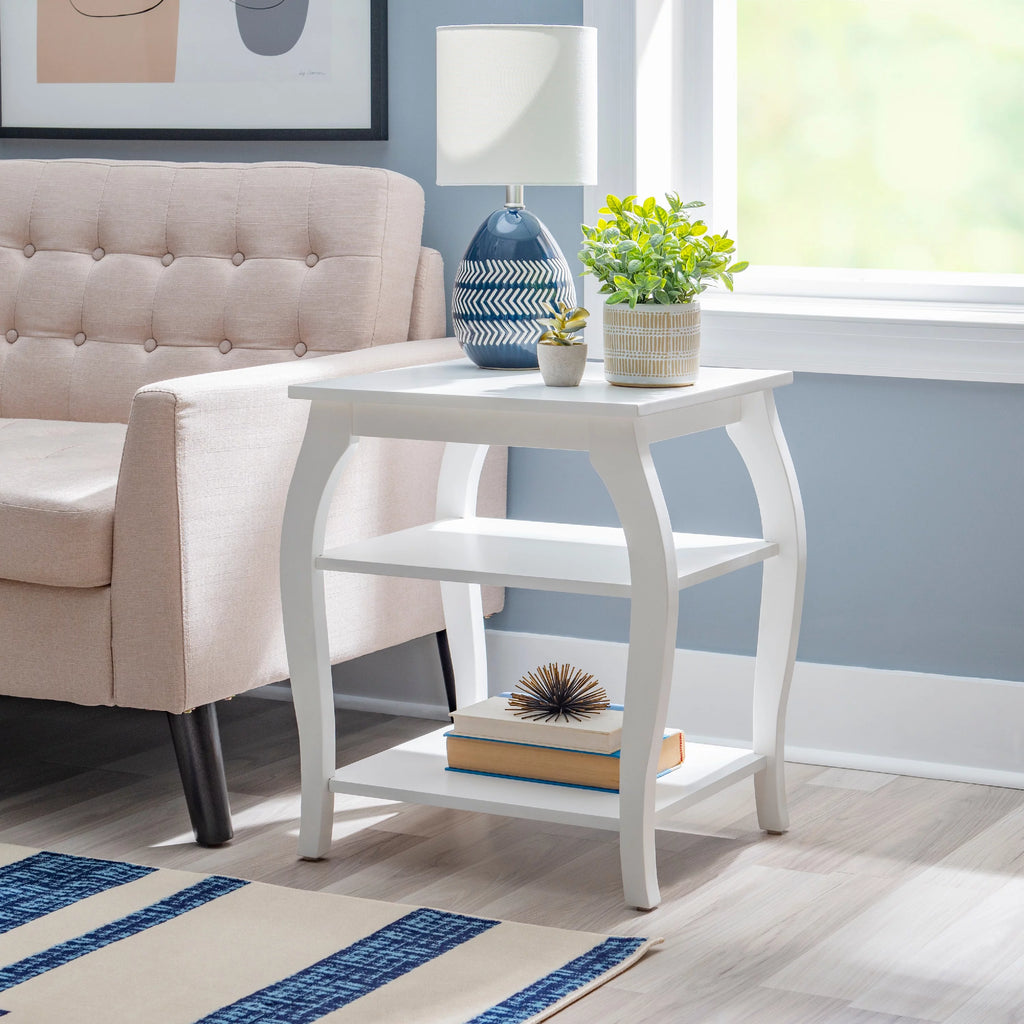 White 2 Shelf Indoor Accent Side Table J328