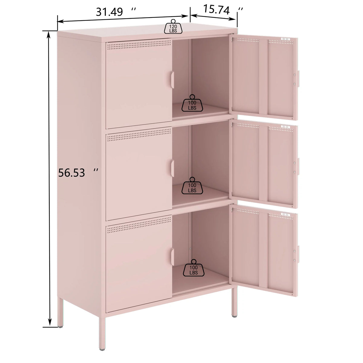 6 Doors Metal Storage Cabinet with Adjustable Shelves U706973