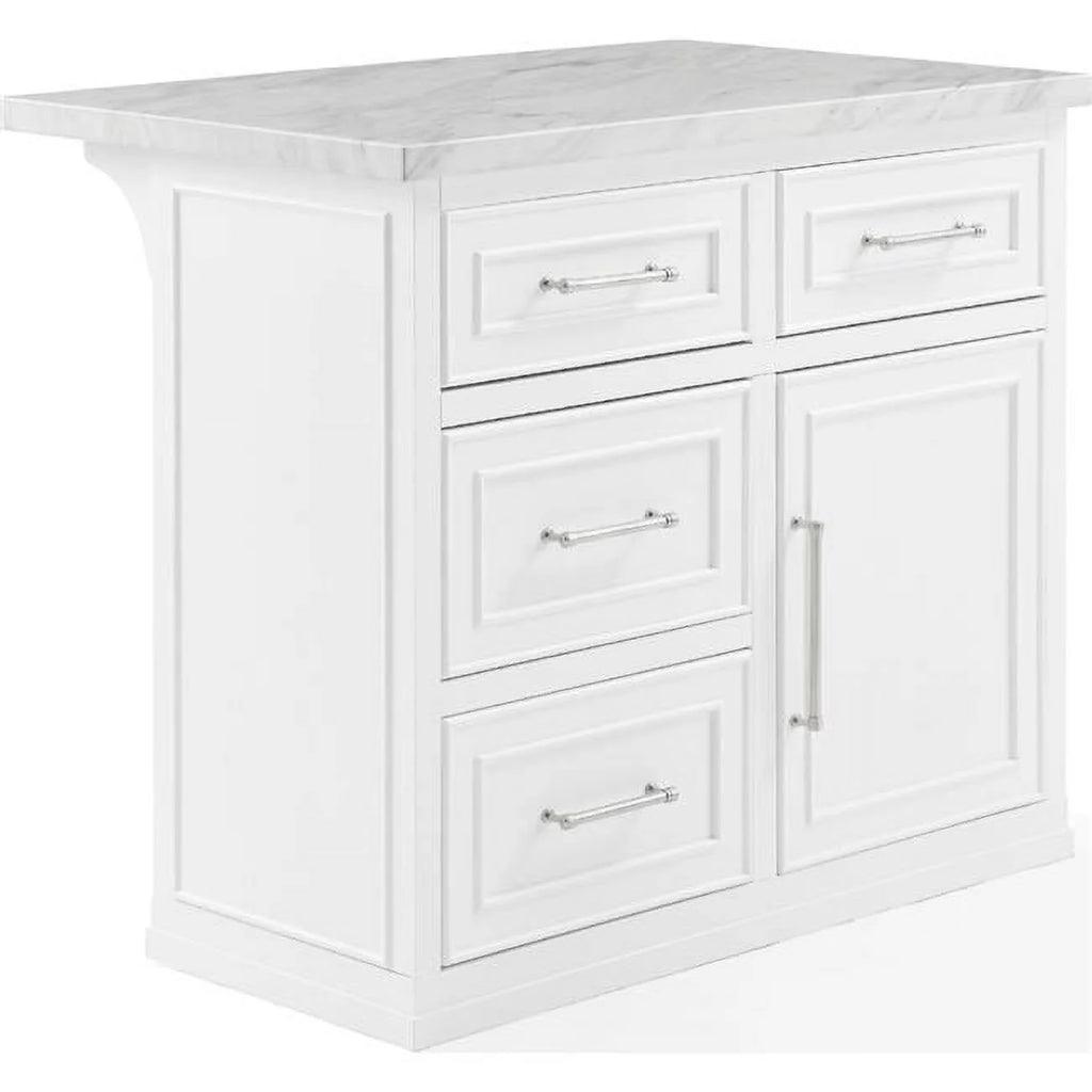 White MDF Wood Kitchen Island K8463