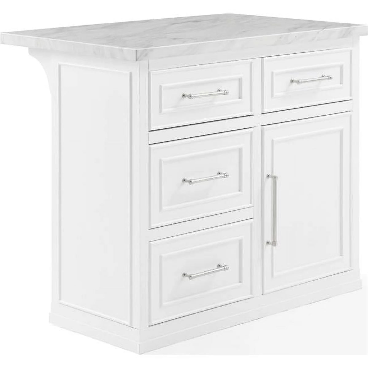 White MDF Wood Kitchen Island K8463