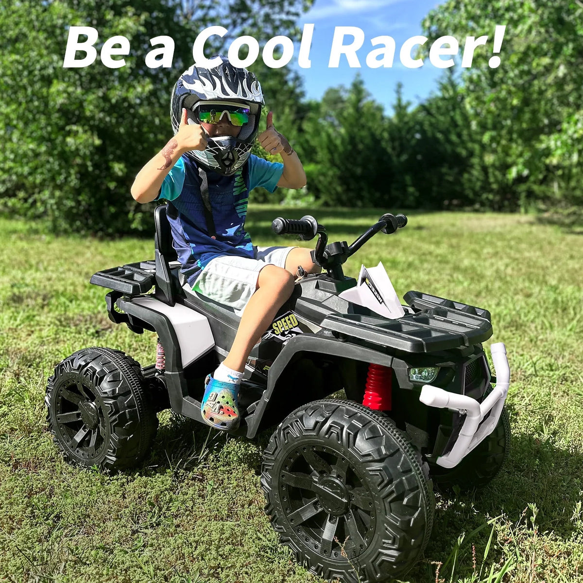 24V Kids ATV 4-Wheeler with 400W Motor, 2 Seater - Black L965