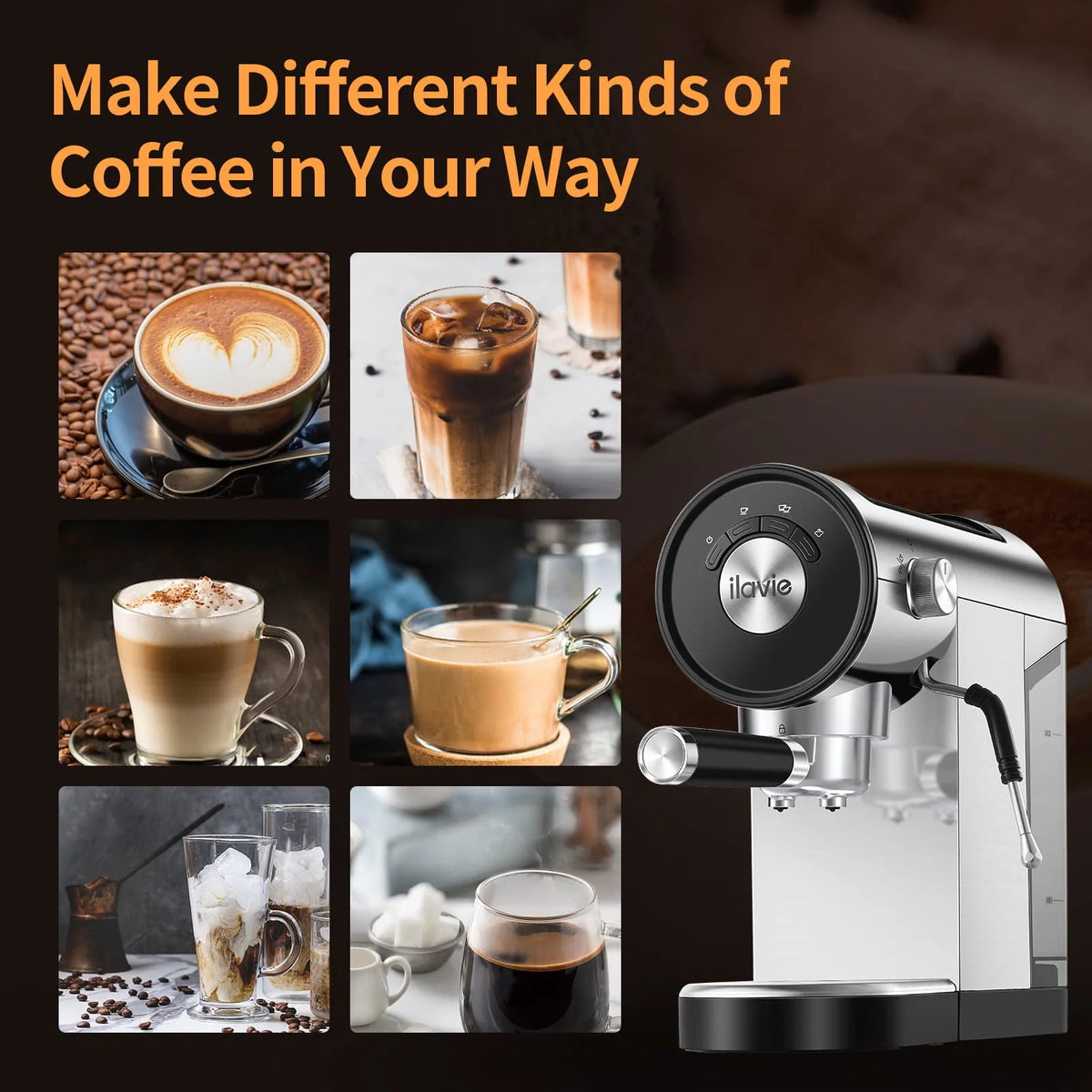 20 Bar Espresso Machine with Milk Frother Steam Wand R365