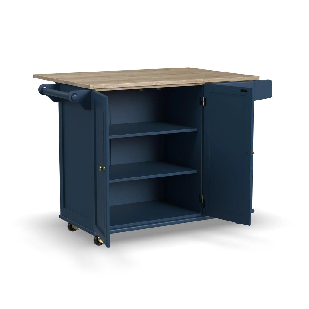 Blue Engineered Wood Kitchen Cart V7224