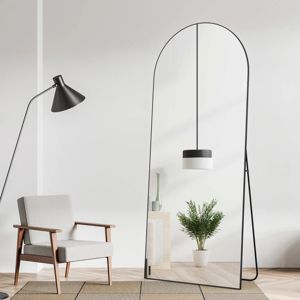 Arched Full Length Floor Mirror 65''x24'' Black A7291