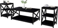 Black 3 Piece Coffee Table and End Side Tables with Storage U68111