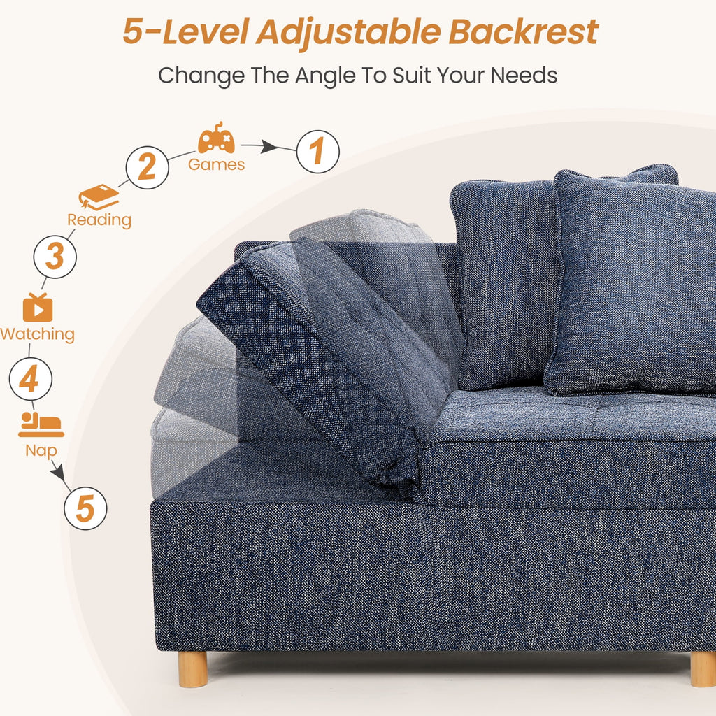 Blue 4 in 1 Convertible Sleeper Chair with 2 Pillows I235
