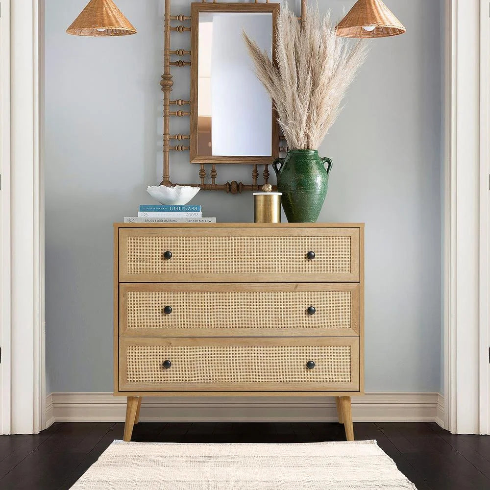 Light Oak Finish 3-Drawer Wood Dresser F9916