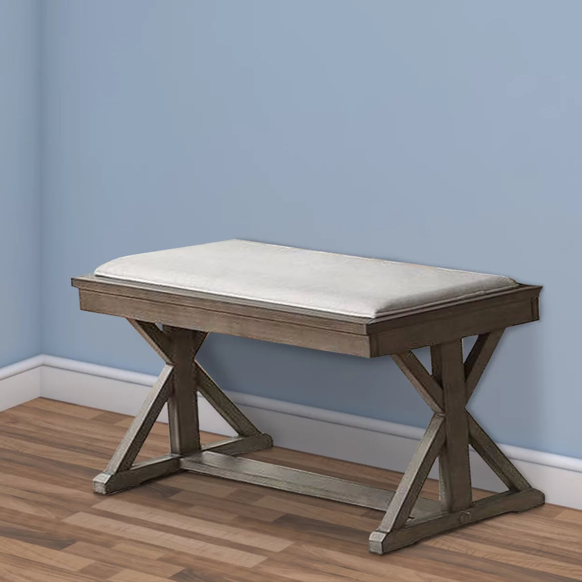 Padded Seat Dining Bench with Double Pedestal Base K1689
