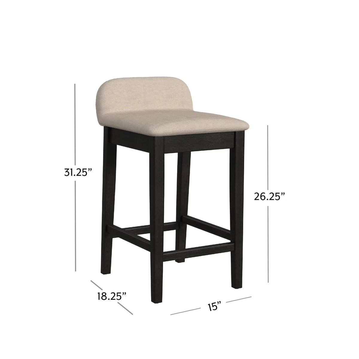Black Light Beige Wood Counter Stool H731510